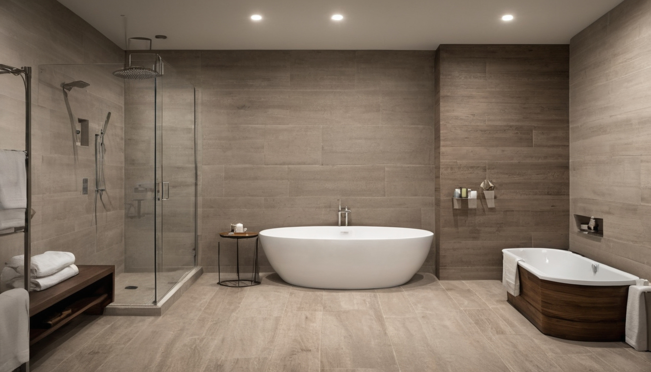 Where can bathroom remodel ideas be simplified without making the room feel unfinished shown in a luxury residential interior